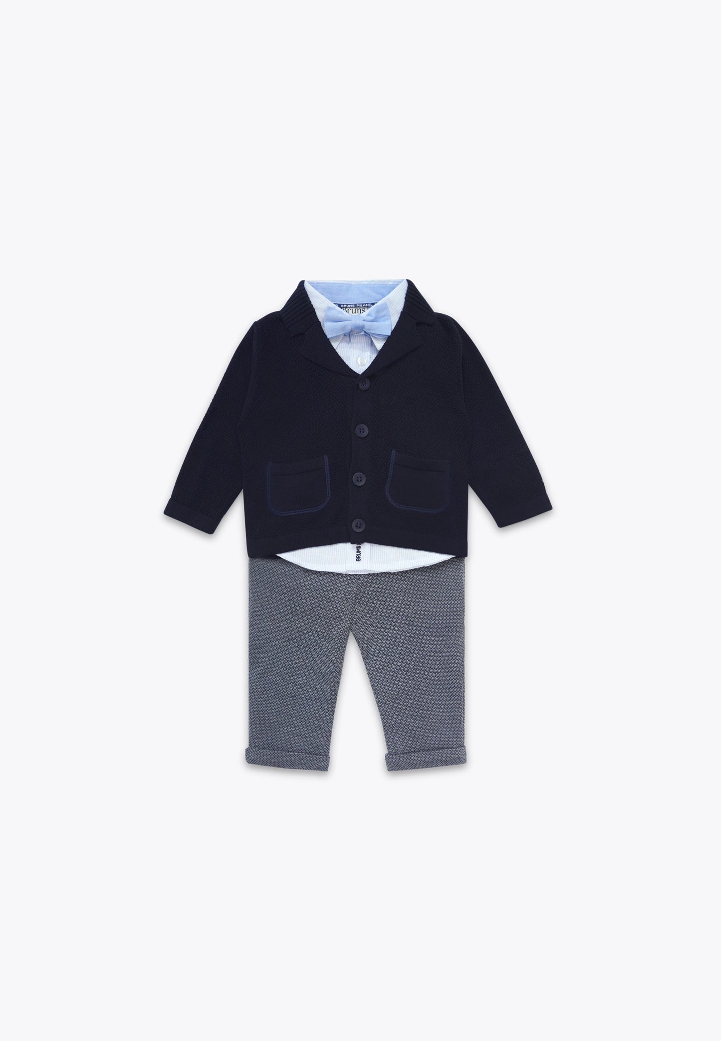 3-Piece Set: Cardigan, Shirt, Pants and Bow Tie