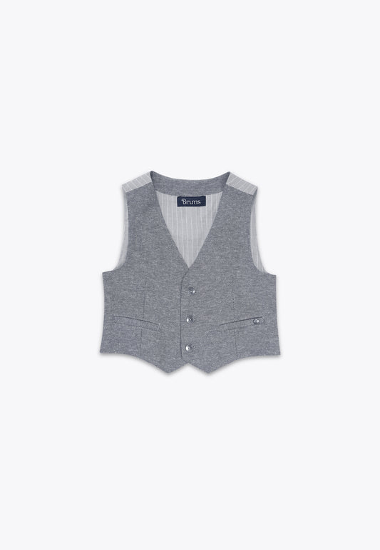 Yarn-Dyed Vest in Cotton and Linen