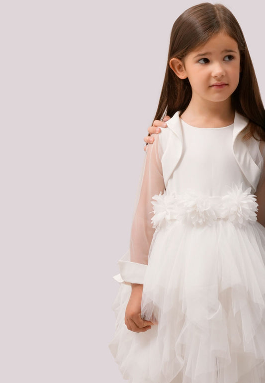 Dress with Satin and Tulle Shrug